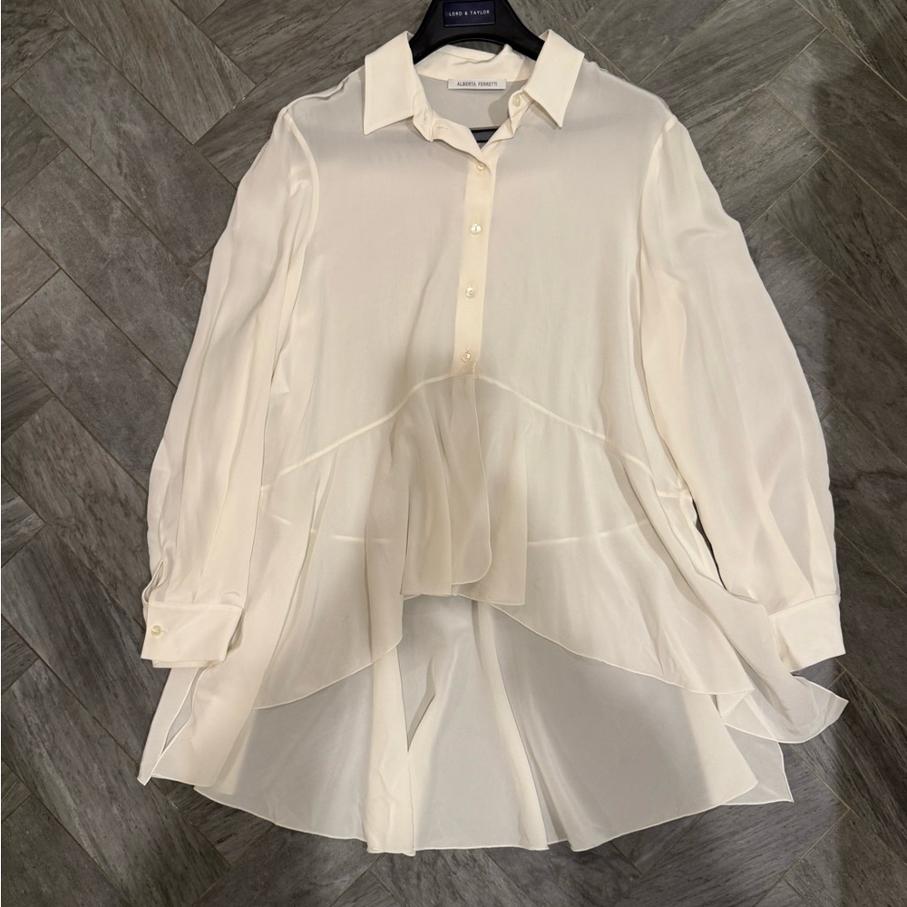Alberta Ferretti Cream Layered Blouse